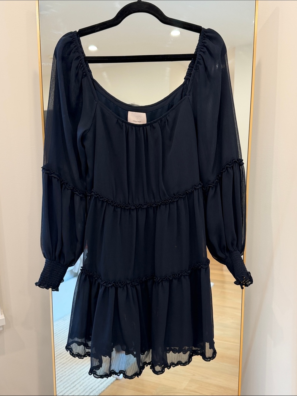 cinq a sept Navy Tiered Peasant Tunic Dress